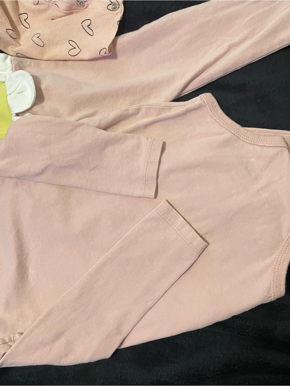 Old Navy Pink Heart & Daisy Pajama Set with Yellow Waistband